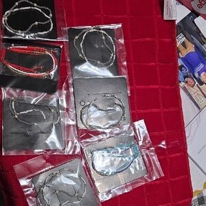 Source Unknown Beaded Bracelet Sets in White, Red, Blue and Gold Accents